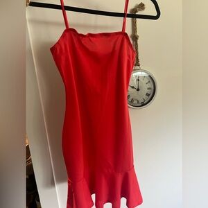 Red ruffle mini dress
